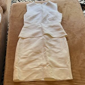 White Dvf Delian Canvas Linen Blend Peplum Night Out Dress. Size 10. Used